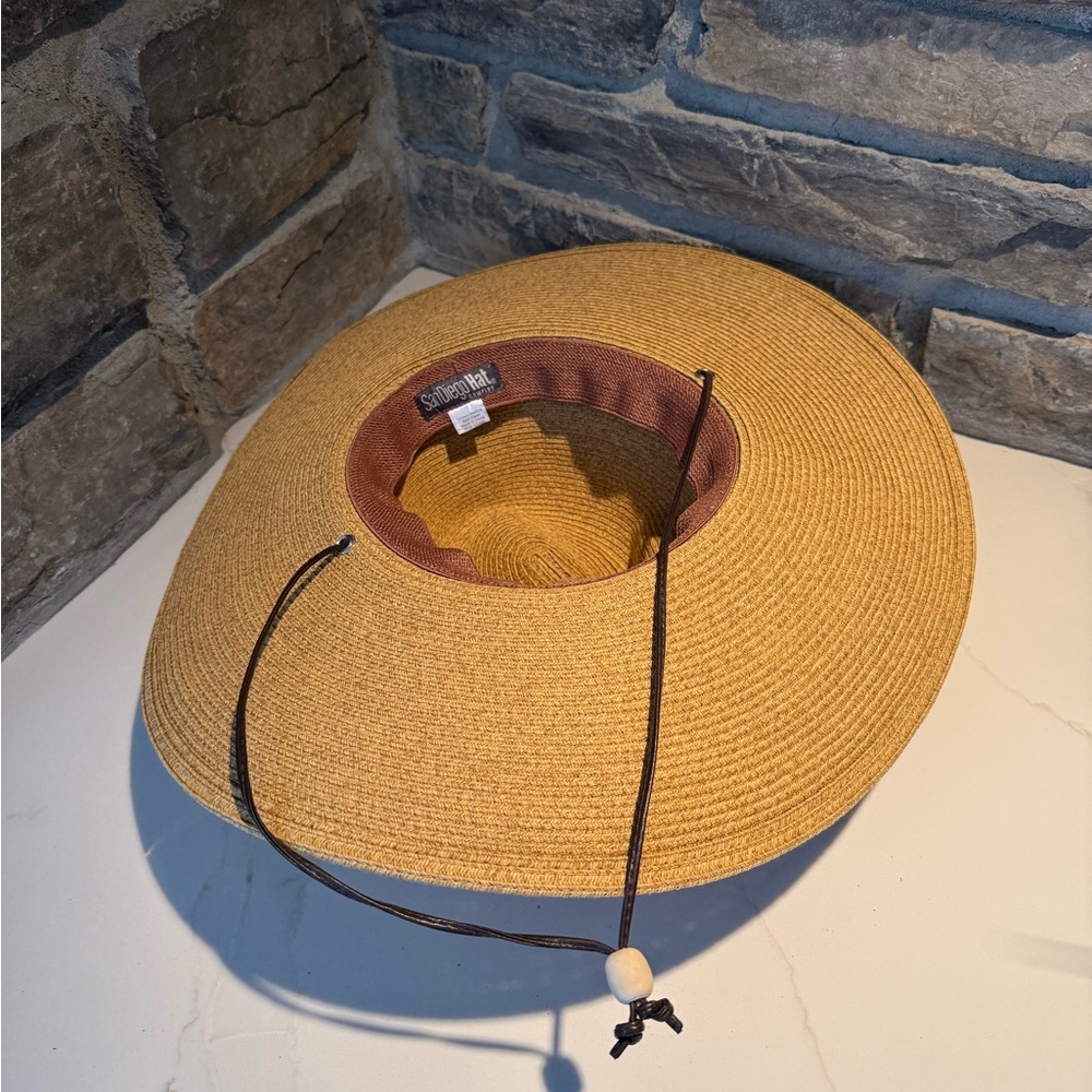 ๐ San Diego Hat Co. Wide Brim Straw Sun Hat with Decorative Band - Tan - Picture 5 of 10